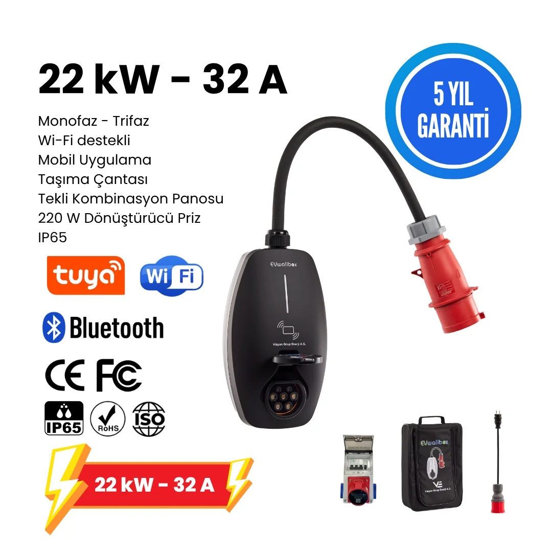 EVwallbox 22KW V3 Elektrikli Araç şarj cihazı