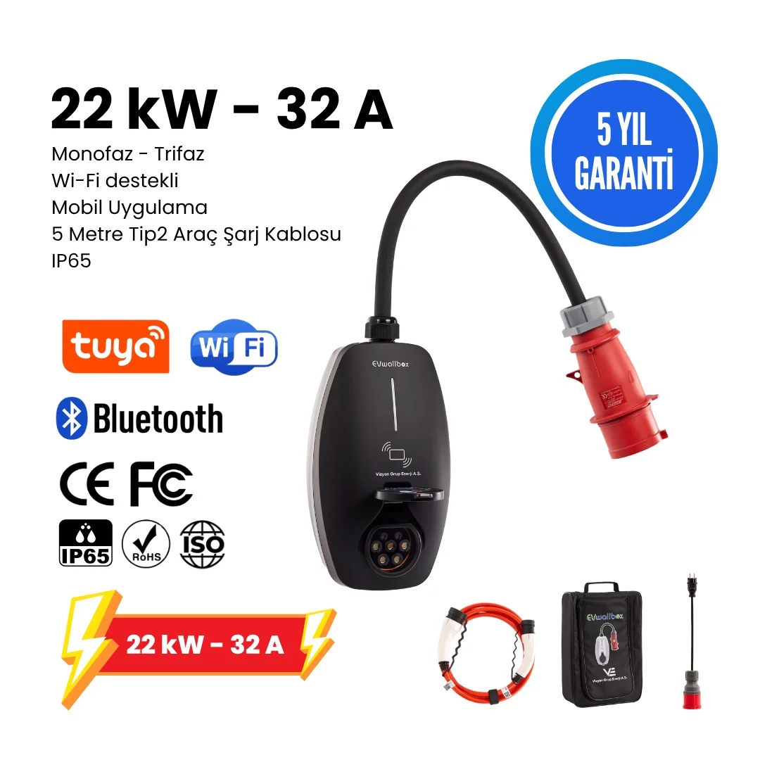 EVwallbox 22KW V3 Elektrikli Araç şarj cihazı