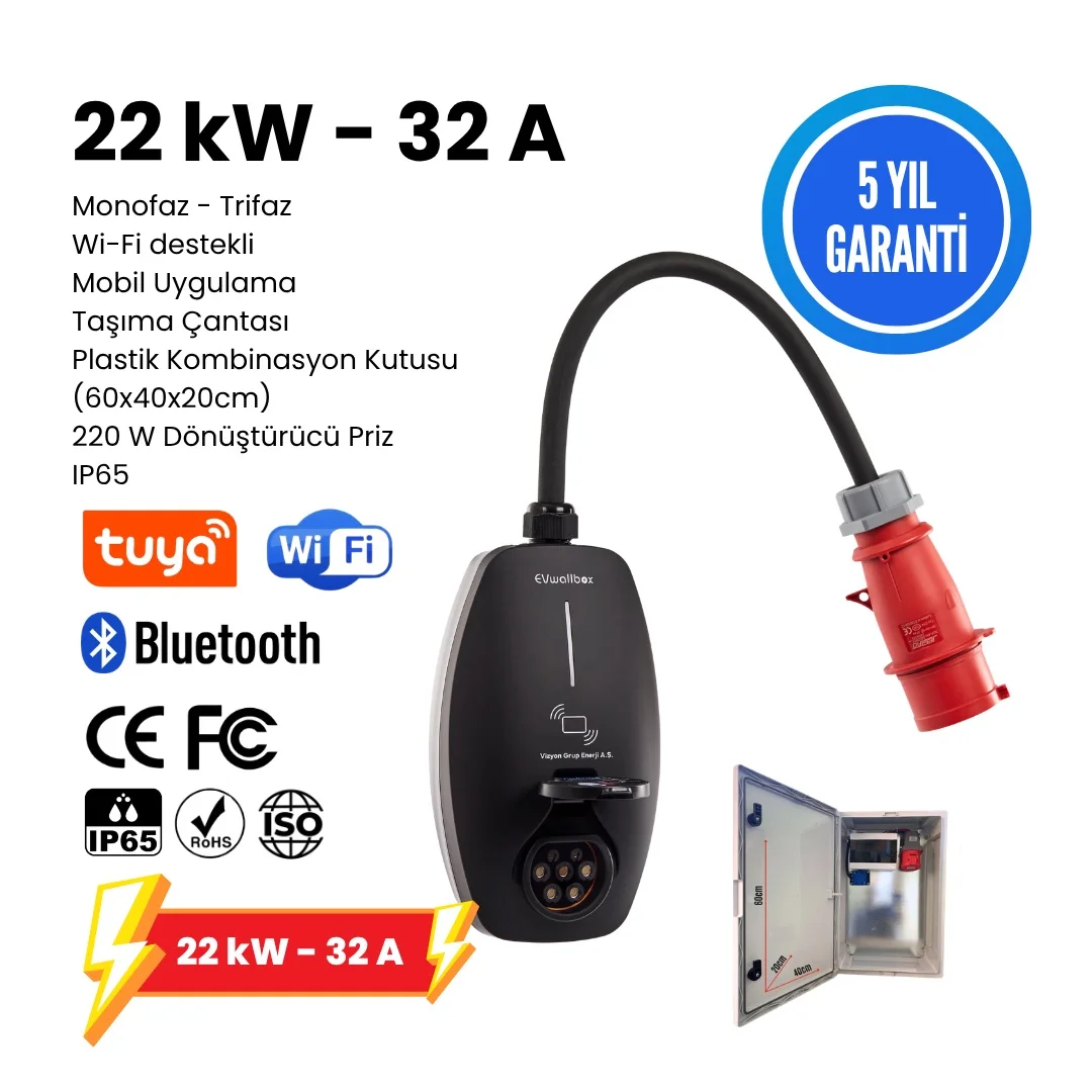 EVwallbox 22KW V3 Elektrikli Araç şarj cihazı