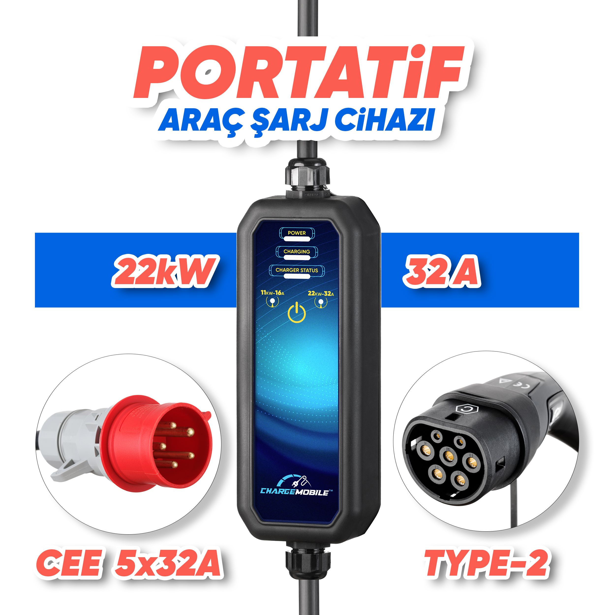 CMP22 Basic 22 kW Taşınabilir Şarj Cihazı